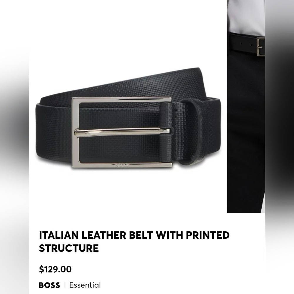 Hugo Boss Textured Black‎ Leather Belt US 38